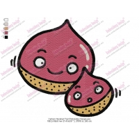Cartoon Hazelnut Fruit Embroidery Design